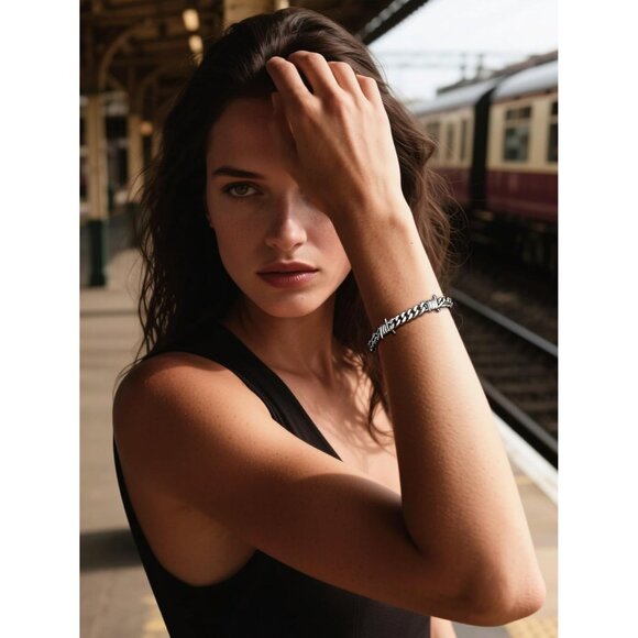 Barbed Wire Cuban Chain Bracelet 7/9mm Thick Punk Gothic for Men and Women - Picture 7 of 9